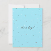 Hoch entwickelte Stork Robin's Ei Blue Baby Dusche Einladung (Rückseite)