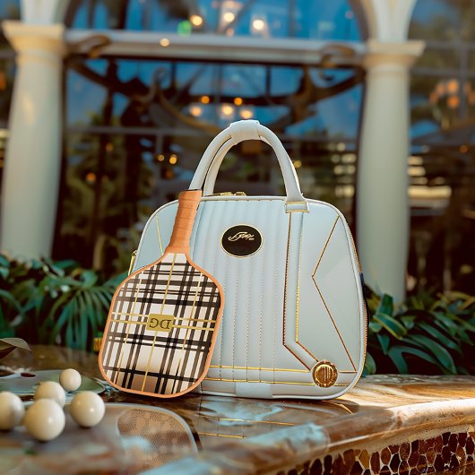 Hoch entwickelte Taupe und Gold Monogram Pickleball Schläger