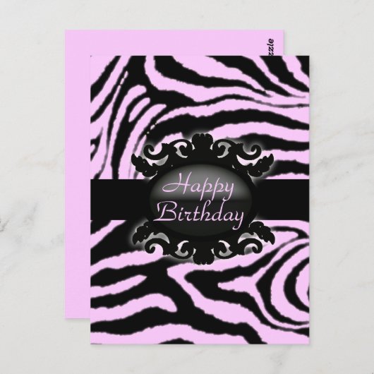 Hoch entwickelte Zebra Print-Monogramm Postkarte (Vorne/Hinten)