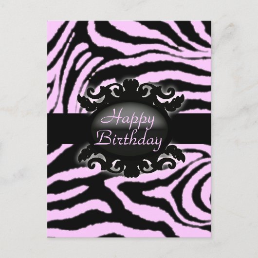 Hoch entwickelte Zebra Print-Monogramm Postkarte (Vorderseite)