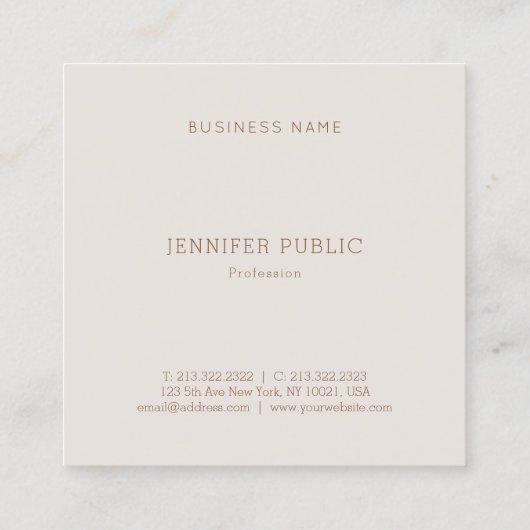 Hoch entwickelter Minimalistischer moderner Quadratische Visitenkarte (Rückseite)
