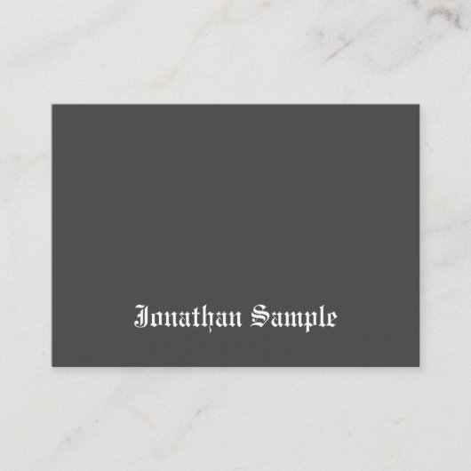 Hoch entwickelter Schwarz-weißer alter englischer Visitenkarte (Vorderseite)