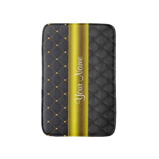 Hoch entwickeltes gestepptes Schwarzes und Gold Badematte (Vorderseite Vertikal)