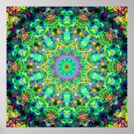 Hoch farbige Psychedelic Mandala Poster