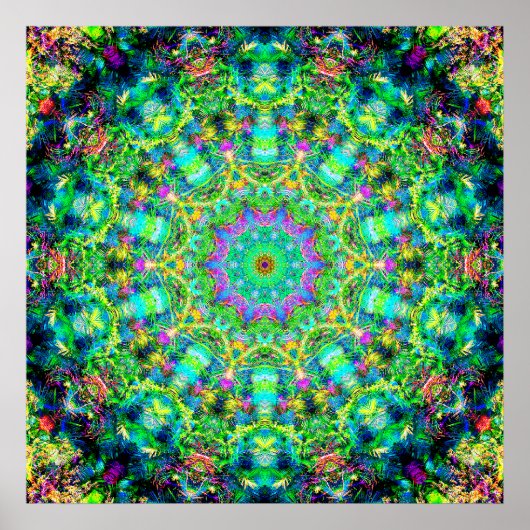 Hoch farbige Psychedelic Mandala Poster (Vorne)