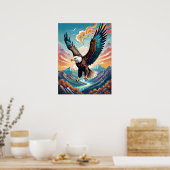 Hoch frei: Majestic Boho Eagle Illustration Poster (Küche)