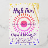 Hoch fünf! 5. Geburtstag Folieneinladung (Vorderseite)