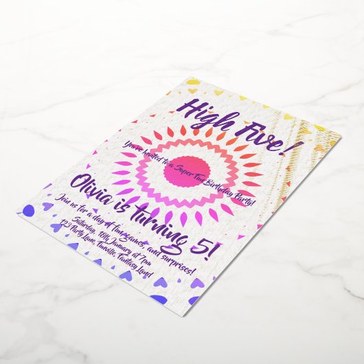Hoch fünf! 5. Geburtstag Folieneinladung (Gedreht)