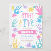 Hoch fünf Geburtstage Einladung (Vorderseite)