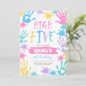Hoch fünf Geburtstage Einladung (Stehend Vorderseite)