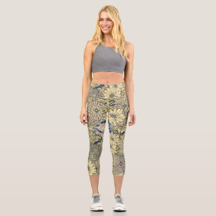 Hoch geschnittene Floral Capri Leggings