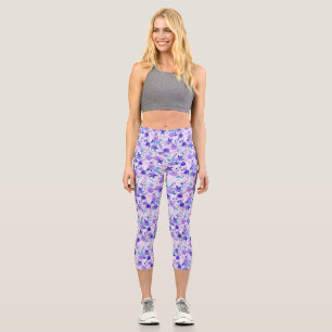 Hoch geschnittene Floral Capri Leggings