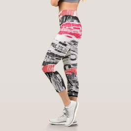 Hoch geschnittene Yoga-Capris – Abstract Land Capri Leggings
