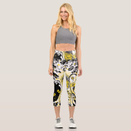 Hoch geschnittene Yoga-Capris – Eule Abstract Capri Leggings
