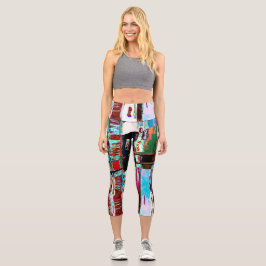 Hoch geschnittene Yoga-Capris – Reflection Abstrac Capri Leggings