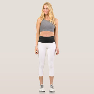 Hoch geschnittene Yoga-Capris, schwarze Taille wei Capri Leggings