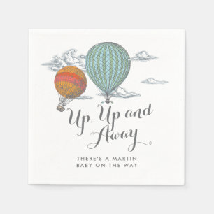 Hoch, hoch und weg Baby Shower Heißluftballons Serviette