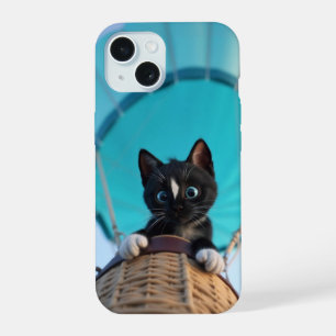 Hoch, hoch, und weg mit Felini der Katze iPhone 15 Hülle