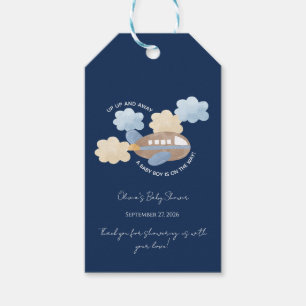 Hoch, hoch und weg Wasserfarbe Flugzeug Junge Baby Geschenkanhänger