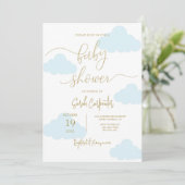 Hoch in den Wolken Baby Shower Boy Einladung (Stehend Vorderseite)