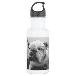 Hoch motivierte, schläfrige, rosa Bulldogge Edelstahlflasche