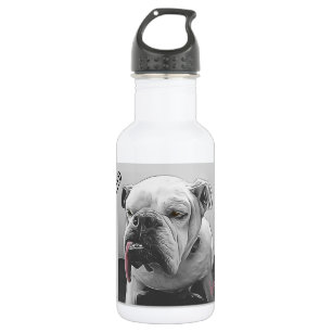 Hoch motivierte, schläfrige, rosa Bulldogge Edelstahlflasche