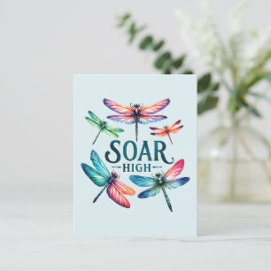 Hoch nach oben - Libelle farbenfroh Inspiration Postkarte