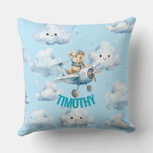 Hoch oben mit Teddy das Pilotenkissen Kissen (Rückseite)