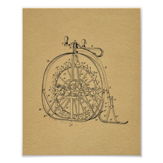 Hoch radernde Fahrradpatentkunst Printwerbung Fotodruck (Vorne)