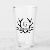 Hoch & Schmal Elegante Geweih-Monogramm Glas (Vorderseite)
