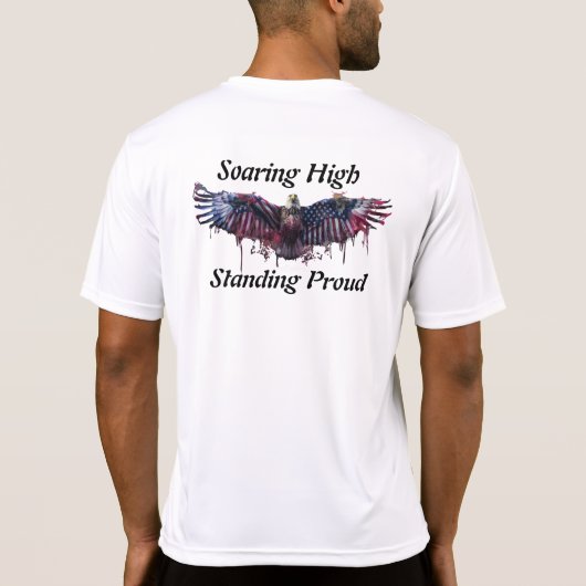 Hoch Stehende Stolz USA Adlerflagge T-Shirt (Rückseite)