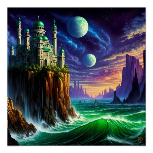 Hoch über den Ozeanen grün Poster (Vorderseite)