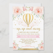 Hoch und weg Heißluftballon Girl Baby Dusche Einladung (Vorderseite)