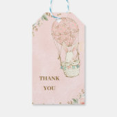 Hoch und weg Heißluftballon Pink Babydusche Geschenkanhänger (Rückseite)