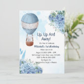 Hoch und weg Junge Heißluftballon Elefant Einladung (Stehend Vorderseite)