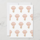 Hoch und weg Rose Heißluftballon Girl Babydusche Einladung (Rückseite)