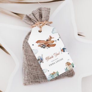 Hoch und weg, Vintage Aquarell-Airplane-Babydusche Geschenkanhänger