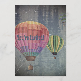 Hoch & Weg/Heißluftballons Vintage Retro Dekor Kun Einladung