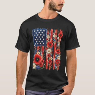 hoch weiß -Gedenktag rote Mohnblume amerikanische  T-Shirt