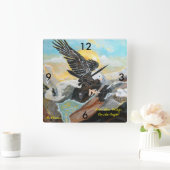 "Hoch wie Flügel auf einer Adleruhr" Quadratische Wanduhr (Zuhause)