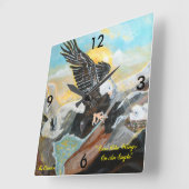 "Hoch wie Flügel auf einer Adleruhr" Quadratische Wanduhr (Winkel)
