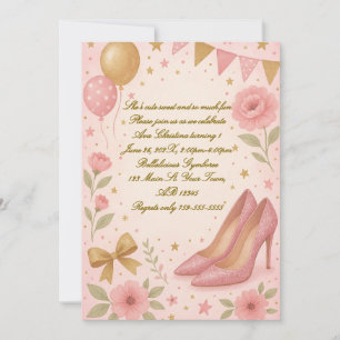 HochAbsatz Prinzessin zum Geburtstag Einladung