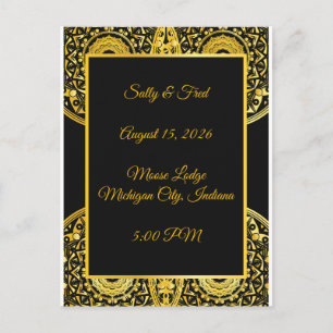 Hochauflösende exquisite Schwarz-Gold-Hochzeit Postkarte