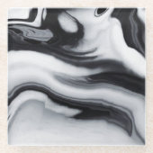 Hochauflösender Schwarzweiss-MarmorglasUntersetzer Glasuntersetzer (Vorderseite)