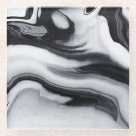 Hochauflösender Schwarzweiss-MarmorglasUntersetzer Glasuntersetzer