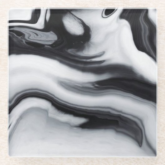 Hochauflösender Schwarzweiss-MarmorglasUntersetzer Glasuntersetzer (Vorderseite)