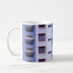 Hochauflösendes Gebäude in Blau und Weiß Kaffeetasse