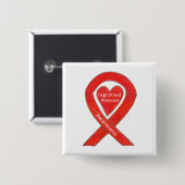 Hochblutdruckbewusstsein Rotes Herz Band Button (Vorne & Hinten)
