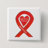 Hochblutdruckbewusstsein Rotes Herz Band Button (Vorderseite)