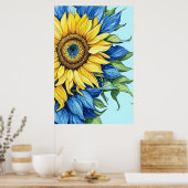 Hochdetailliertes Sonnenblumen-Illustrations-Poste Poster (Küche)